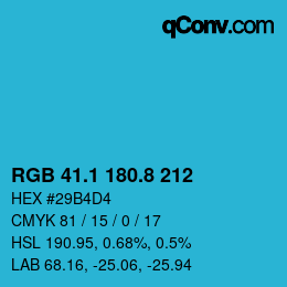カラーコード: RGB 41.1 180.8 212 | qconv.com