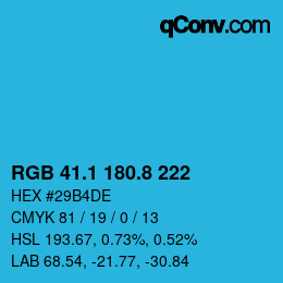 Color code: RGB 41.1 180.8 222 | qconv.com