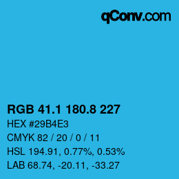 Color code: RGB 41.1 180.8 227 | qconv.com