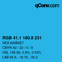 Color code: RGB 41.1 180.8 231 | qconv.com