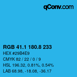 Color code: RGB 41.1 180.8 233 | qconv.com