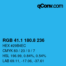 Color code: RGB 41.1 180.8 236 | qconv.com