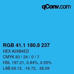 カラーコード: RGB 41.1 180.8 237 | qconv.com