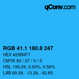 Color code: RGB 41.1 180.8 247 | qconv.com