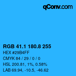 Color code: RGB 41.1 180.8 255 | qconv.com