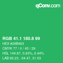 カラーコード: RGB 41.1 180.8 99 | qconv.com