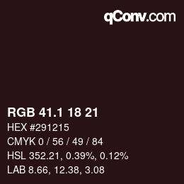 Color code: RGB 41.1 18 21 | qconv.com