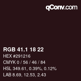 Color code: RGB 41.1 18 22 | qconv.com