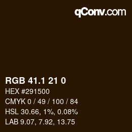 カラーコード: RGB 41.1 21 0 | qconv.com