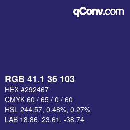 カラーコード: RGB 41.1 36 103 | qconv.com