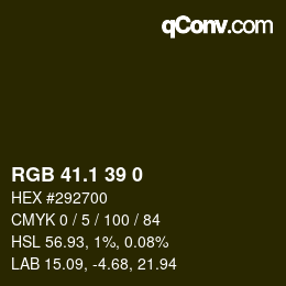 Color code: RGB 41.1 39 0 | qconv.com