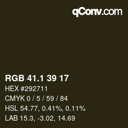 カラーコード: RGB 41.1 39 17 | qconv.com