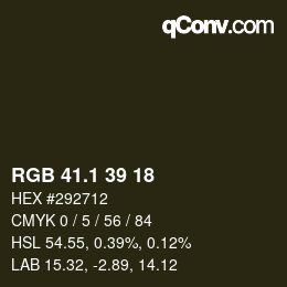 カラーコード: RGB 41.1 39 18 | qconv.com