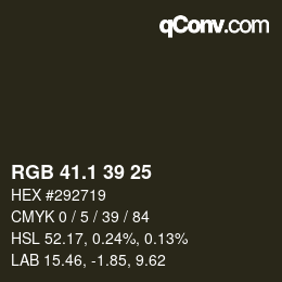 カラーコード: RGB 41.1 39 25 | qconv.com