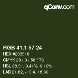 カラーコード: RGB 41.1 57 24 | qconv.com