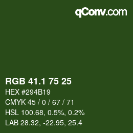 カラーコード: RGB 41.1 75 25 | qconv.com