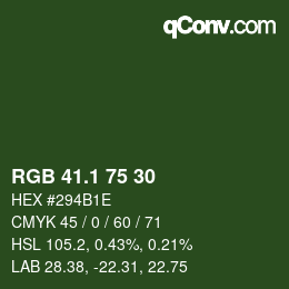 カラーコード: RGB 41.1 75 30 | qconv.com