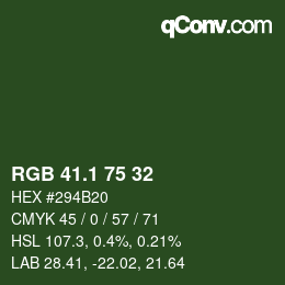 カラーコード: RGB 41.1 75 32 | qconv.com