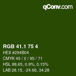 カラーコード: RGB 41.1 75 4 | qconv.com