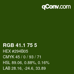 カラーコード: RGB 41.1 75 5 | qconv.com