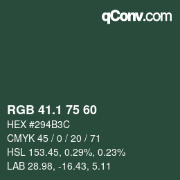 カラーコード: RGB 41.1 75 60 | qconv.com
