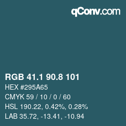 Color code: RGB 41.1 90.8 101 | qconv.com