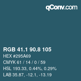 カラーコード: RGB 41.1 90.8 105 | qconv.com