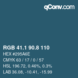 カラーコード: RGB 41.1 90.8 110 | qconv.com