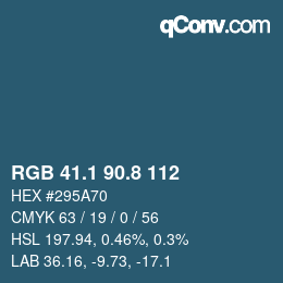 カラーコード: RGB 41.1 90.8 112 | qconv.com