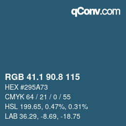 カラーコード: RGB 41.1 90.8 115 | qconv.com