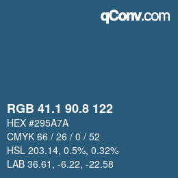Color code: RGB 41.1 90.8 122 | qconv.com