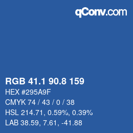 Color code: RGB 41.1 90.8 159 | qconv.com