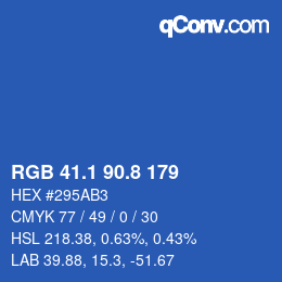 Color code: RGB 41.1 90.8 179 | qconv.com
