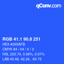 カラーコード: RGB 41.1 90.8 251 | qconv.com