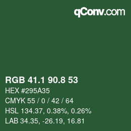 Color code: RGB 41.1 90.8 53 | qconv.com