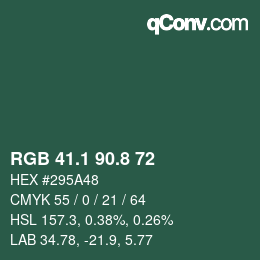 Color code: RGB 41.1 90.8 72 | qconv.com