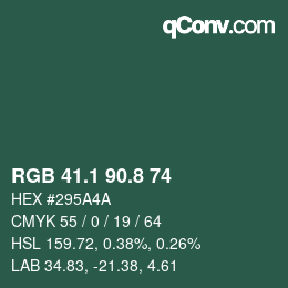 Color code: RGB 41.1 90.8 74 | qconv.com