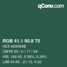 カラーコード: RGB 41.1 90.8 75 | qconv.com