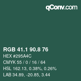 カラーコード: RGB 41.1 90.8 76 | qconv.com