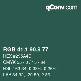 Color code: RGB 41.1 90.8 77 | qconv.com