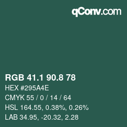 Color code: RGB 41.1 90.8 78 | qconv.com