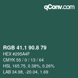 Color code: RGB 41.1 90.8 79 | qconv.com