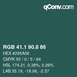 Color code: RGB 41.1 90.8 86 | qconv.com