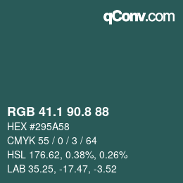 Color code: RGB 41.1 90.8 88 | qconv.com