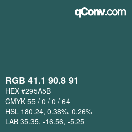 Color code: RGB 41.1 90.8 91 | qconv.com