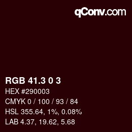 カラーコード: RGB 41.3 0 3 | qconv.com