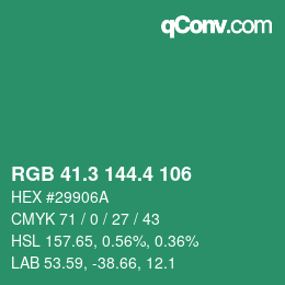 カラーコード: RGB 41.3 144.4 106 | qconv.com