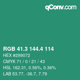 カラーコード: RGB 41.3 144.4 114 | qconv.com
