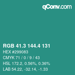 カラーコード: RGB 41.3 144.4 131 | qconv.com