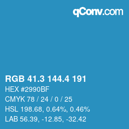 カラーコード: RGB 41.3 144.4 191 | qconv.com